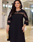 Свободна рокля с мрежа от IT, с полиестер и вискоза, изображение на стилна дамска дреха.