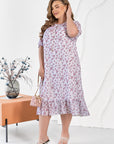 Ефирна шифонена рокля миди с волан и подплата