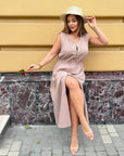 Ленена миди рокля