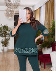 Blouse and trousers set with embroidery - Twiggy Shop