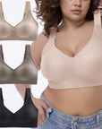 Безшевен сутиен в макси размери L–6XL, черен, с мека подплънка и еластична материя, подходящ за комфорт и подкрепа