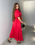 Копринен комплект от блуза и пола с колан - Twiggy Shop