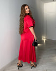 Копринен комплект от блуза и пола с колан - Twiggy Shop