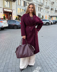 Дълго палто от еко кашмир