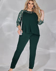 Pants and embroidered blouse set - Twiggy Shop