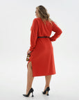 Knit midi dress with belt - Twiggy Shop