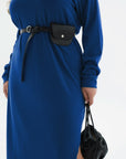 Knit midi dress with belt - Twiggy Shop