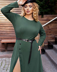 Миди рокля от рипсено трико - Twiggy Shop