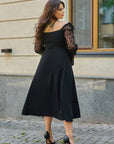 Разкроена рокля с ръкави от тюл с флок - Twiggy Shop