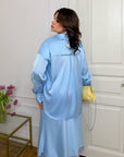 Satenized blouse by Състав with 97% polyester and 3% elastane, shown in a stylish, smooth fabric with a classic design.