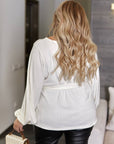 Блуза от мек трикотаж с колан - Twiggy Shop