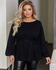 Блуза от мек трикотаж с колан - Twiggy Shop