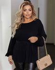 Блуза от мек трикотаж с колан - Twiggy Shop