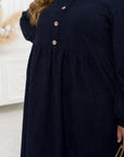 Ribbed velvet dress with buttons - Twiggy Shop