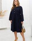 Ribbed velvet dress with buttons - Twiggy Shop