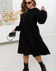 Ribbed velvet dress with buttons - Twiggy Shop
