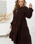 Рокля от рипсено кадифе с волани - Twiggy Shop