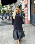 Дълга рокля с еко кожа - Twiggy Shop