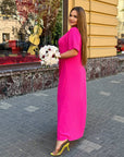 Дълга крепирана рокля