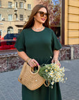 Дълга крепирана рокля
