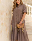 Linen midi dress with a belt - Twiggy Shop