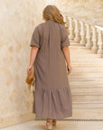 Linen midi dress with a belt - Twiggy Shop