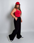 Стилен дамски панталон с декорации и копчета, от полиестер и вискоза, изображение на моден панталон от бранд Състав.
