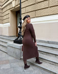 Вталена рокля от мек трикотаж - Twiggy Shop