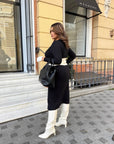 Вталена рокля от мек трикотаж - Twiggy Shop