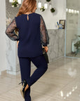 Комплект от блуза с мрежа и панталон - Twiggy Shop