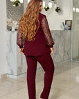 Комплект от блуза с мрежа и панталон - Twiggy Shop