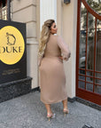Миди рокля с прозрачни ръкави - Twiggy Shop