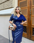 Комбинирана рокля под коляното - Twiggy Shop