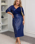 Комбинирана рокля под коляното - Twiggy Shop