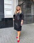 Комбинирана рокля с еко кожа - Twiggy Shop