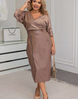 Комбинирана рокля под коляното - Twiggy Shop