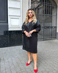 Комбинирана рокля с еко кожа - Twiggy Shop