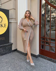 Миди рокля с прозрачни ръкави - Twiggy Shop