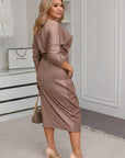 Комбинирана рокля под коляното - Twiggy Shop