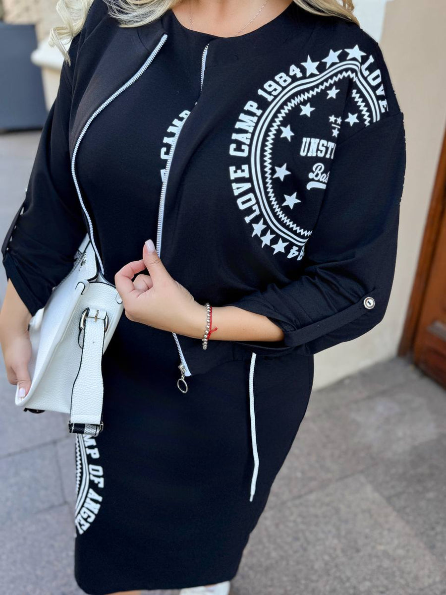 Комплект рокля и суитшърт с цип