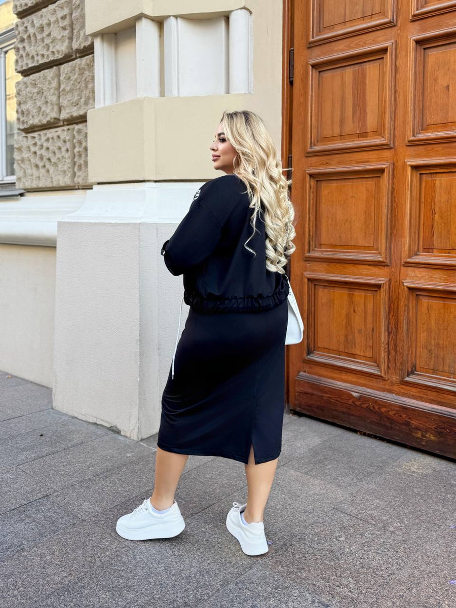 Комплект рокля и суитшърт с цип