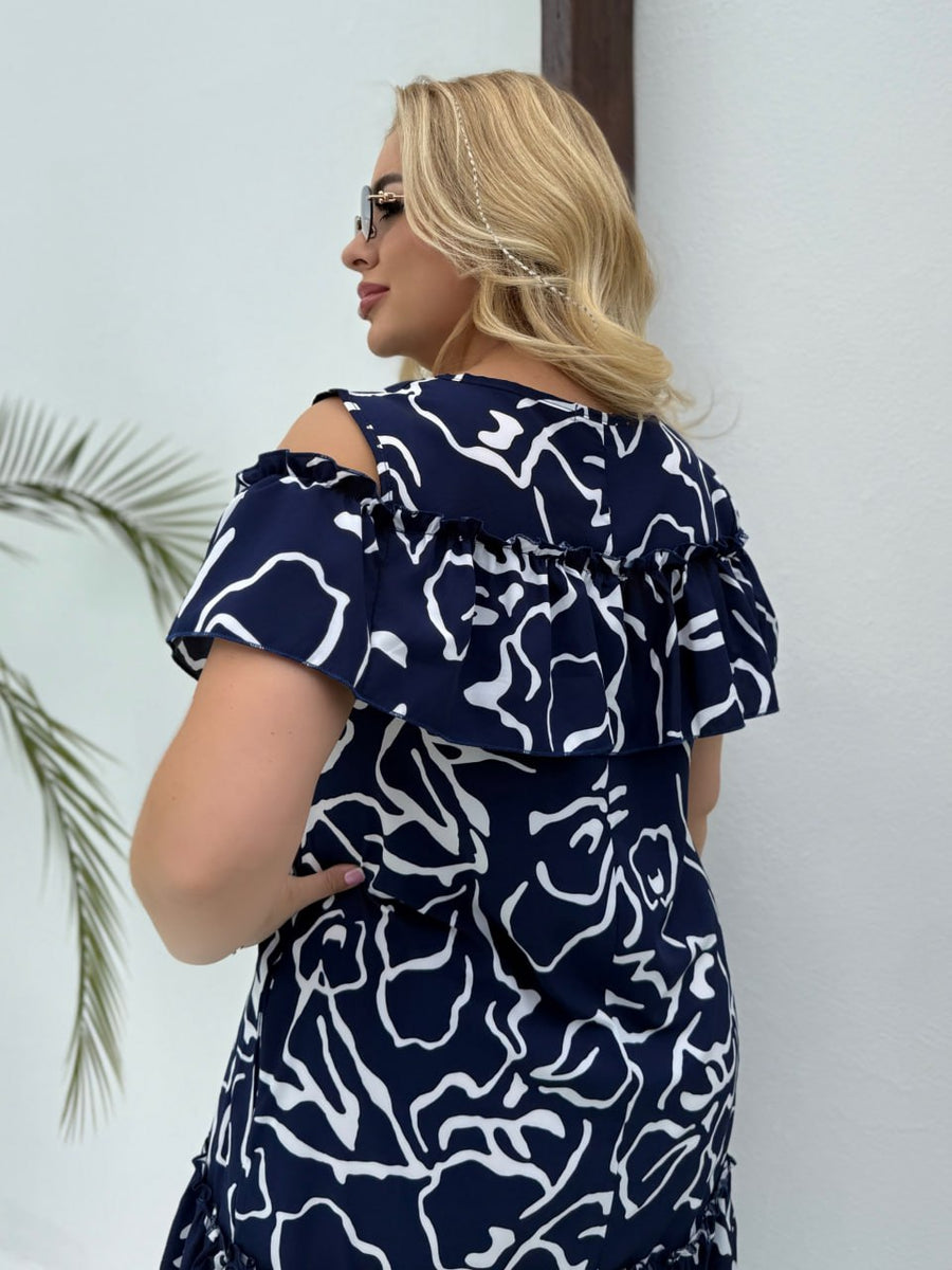 Рокля в миди дължина с волан - Twiggy Shop