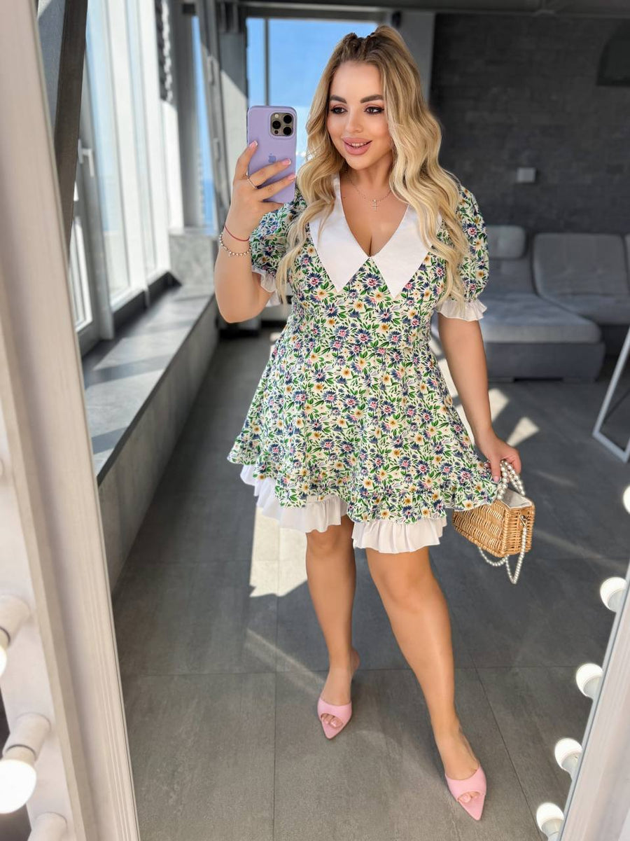 Рокля на цветя с яка - Twiggy Shop