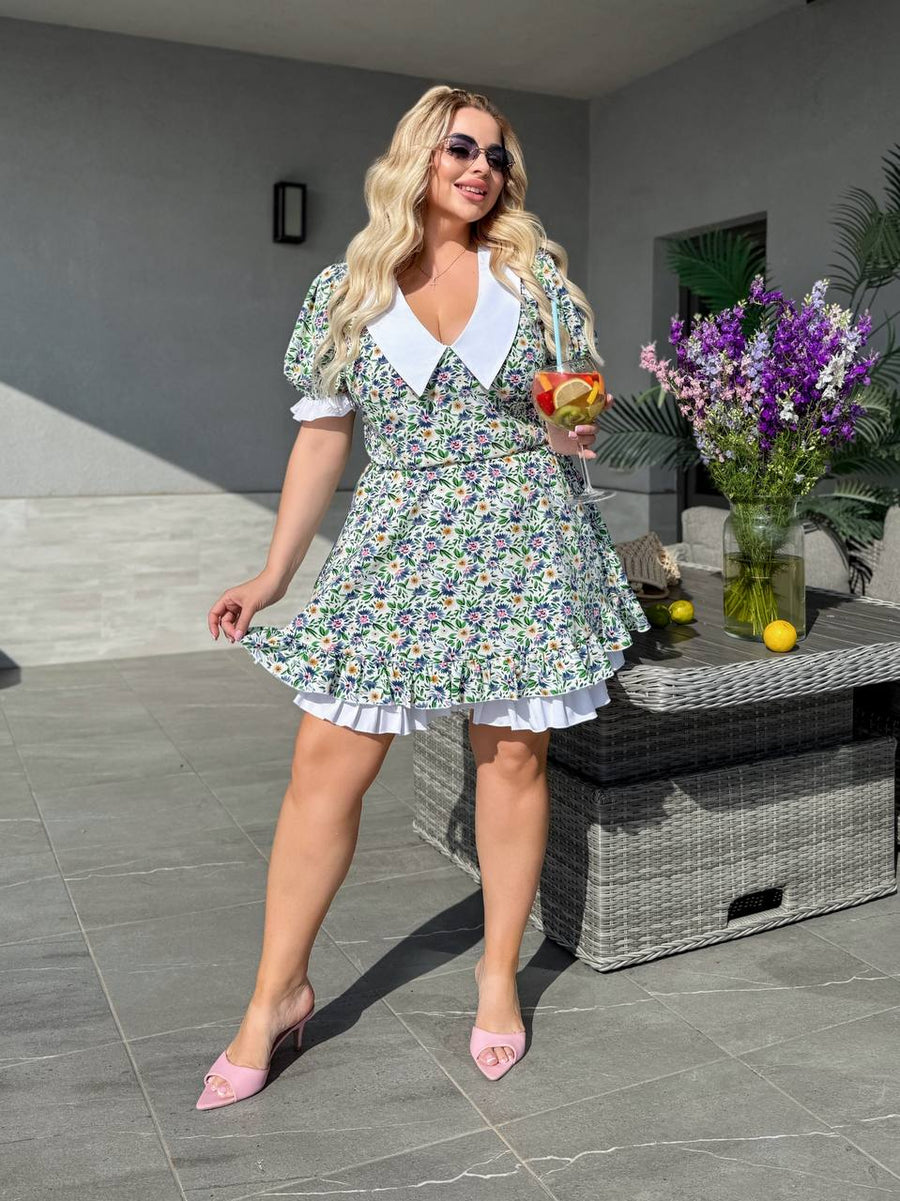 Рокля на цветя с яка - Twiggy Shop