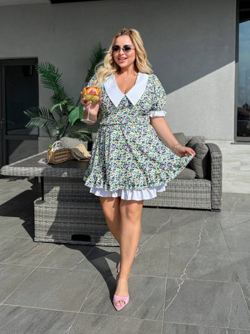 Рокля на цветя с яка - Twiggy Shop