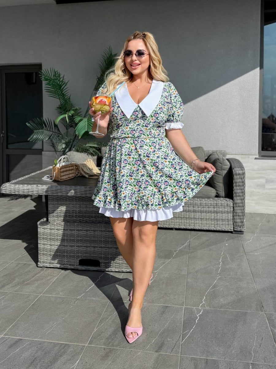 Рокля на цветя с яка - Twiggy Shop