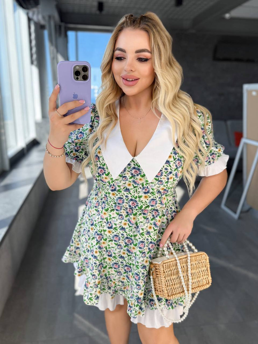 Рокля на цветя с яка - Twiggy Shop