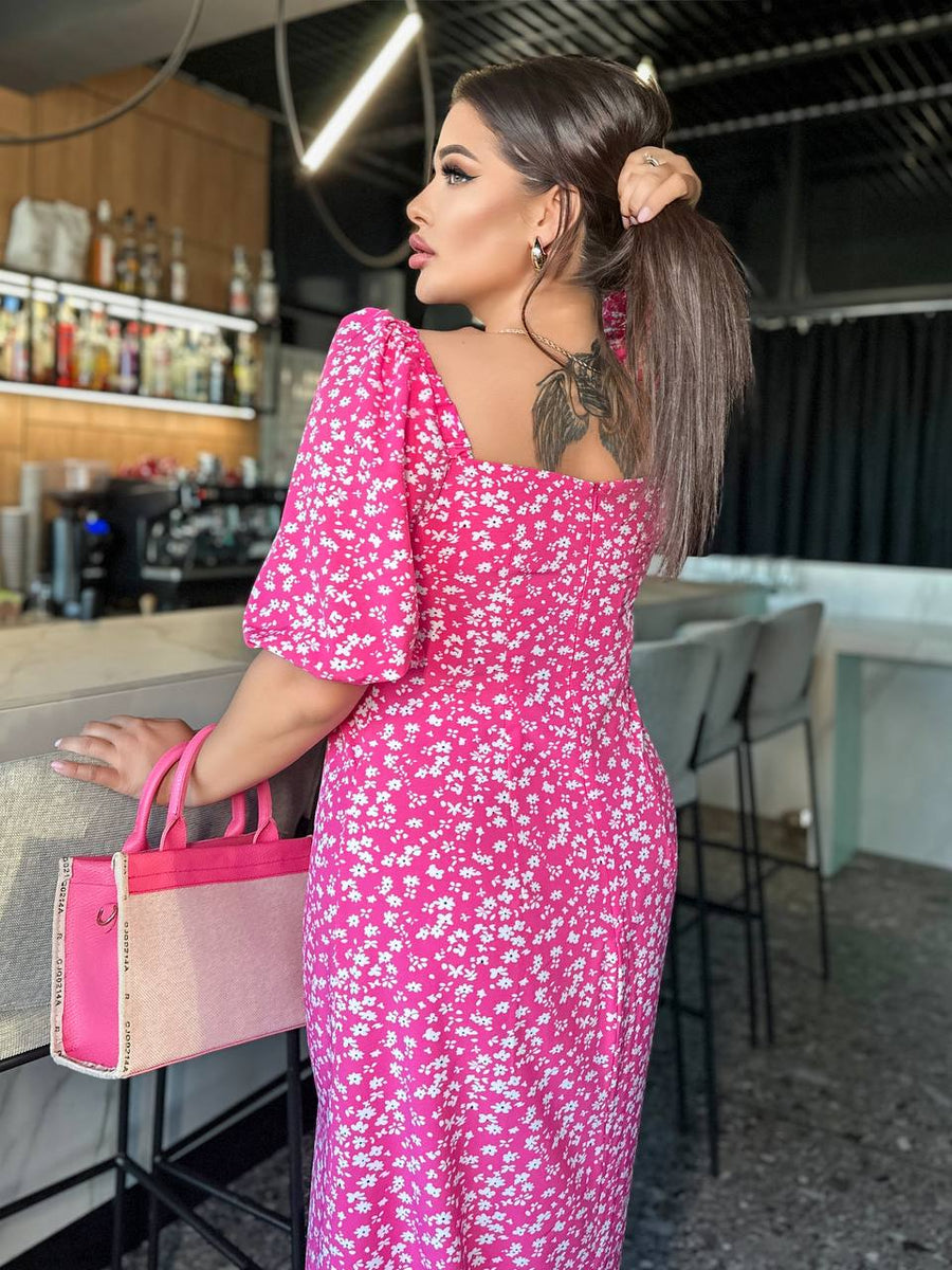 Рокля с флорален десен с цепка - Twiggy Shop