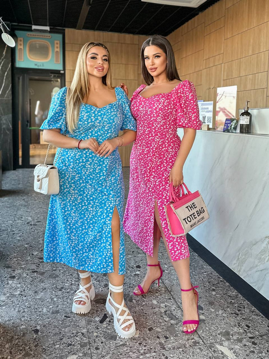 Рокля с флорален десен с цепка - Twiggy Shop