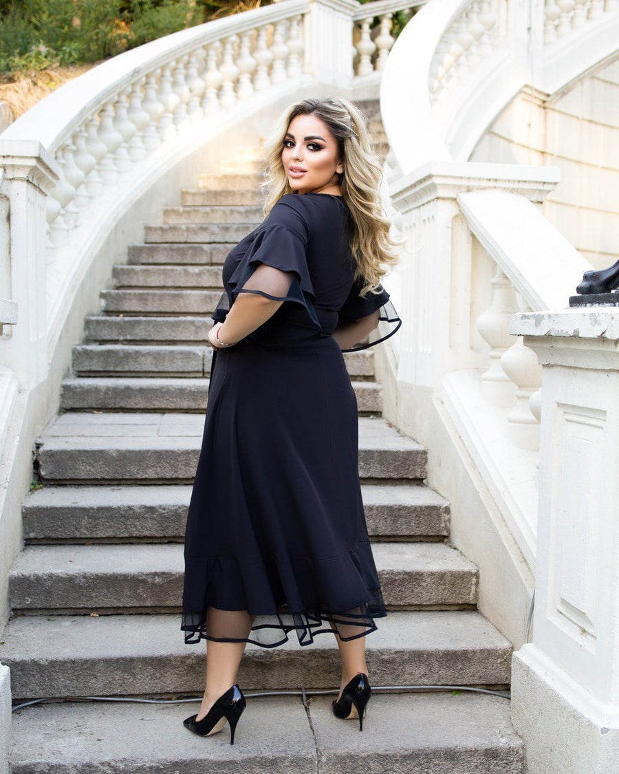 Разкроена рокля с мрежа - Twiggy Shop